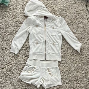 Juicy Couture White Hoodie and Shorts Set